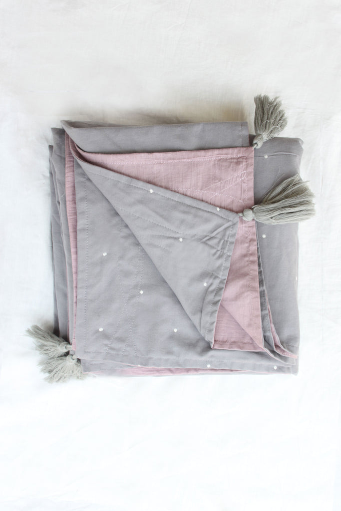 Grey + Nude Handwoven Bedcover